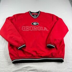 Georgia‎ Bulldogs Jacket Mens Large Red Windbreaker Pullover Embroidered NCAA